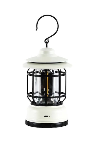 Vkemall Klasik Stil Kamp Feneri, 360 Aydınlatma, Düğme İle Parlaklık Ayarlı, Ipx4 Su Geçirmez, 1200mah Batarya, Askı Ve El Tutucu, Beyaz Şarjlı