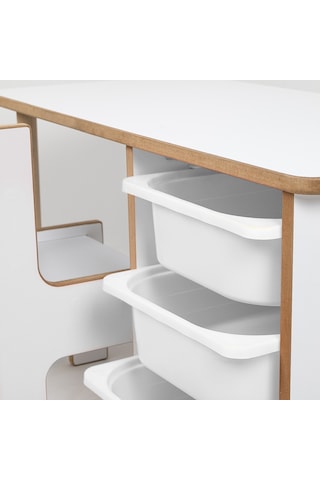 Industrial Living 3 Çekmeceli Çocuk Etkinlik Masası - Beyaz Mdf - Beyaz