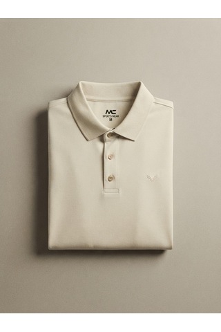 Maccali Erkek Krem Basic Polo Yaka Tişört