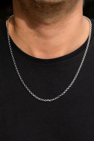 Uşaklıhafız 14 Ayar Altın Beyaz Rolo Erkek Zincir Kolye 4 MM