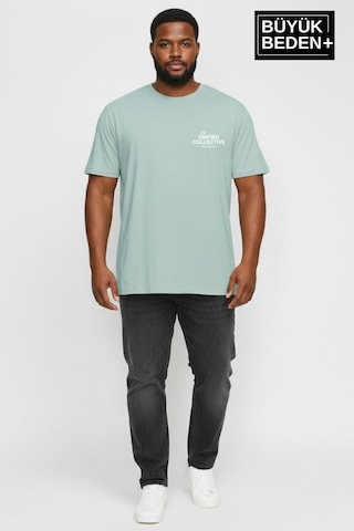 Superlife Erkek Büyük Beden Unified Collective Baskılı 3xl-6xl Bisiklet Yaka Tshırt Spr26bts510-10 Yeşil