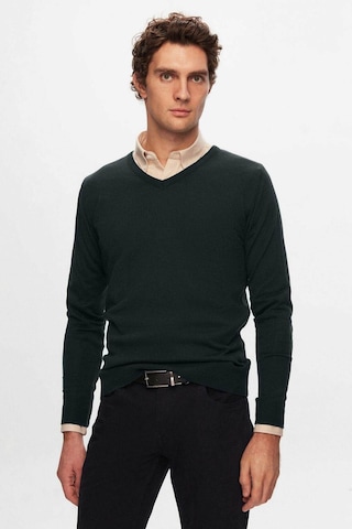D's Damat Ds Damat Regular Fit Haki Düz V Yaka Triko Kazak 5HF06ORT12003 Haki