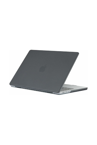 Arabulalaca Macbook Pro 14 2021 A2442 Koruma Karbon Desenli Kılıf Siyah