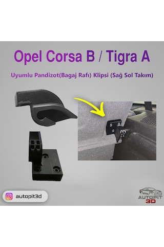 Opel Corsa B / Tigra A Uyumlu Pandizot Bagaj Rafı Klipsi Sağ Sol Takım