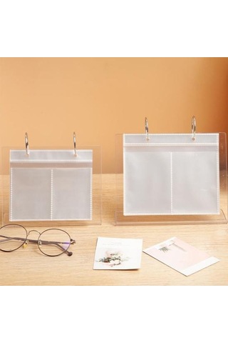 3-6 İnç Masaüstü Küçük Fotoğraf Albümü Akrilik Flip-up Mini Fotoğraf Kitabı Fotoğraf Vitrin Rafı 34/68 Cepler Masa Üstü Resim Ekran Standı Xl