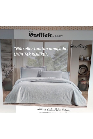 Özdilek Rf-gri-jakar Lux Tek Kişilik Piketakımı 2 Yastık Kılıflı