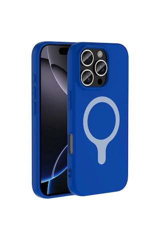 Apple iPhone Uyumlu 16 Pro Max Kılıf M-safe Şarj Özellikli Zore Aris Silikon Kapak - Saks Mavi