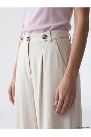 Lcwaıkıkı Classic Bej Loose Fit Kadın Pileli Kumaş Pantolon