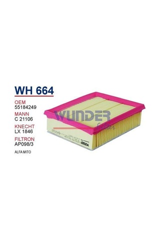 WUNDER WH664 HAVA FİLTRESİ - FİAT DOBLO 1,6 10--LİNEA 07--PUNTO I WUNDER WH664 HAVA FİLTRESİ - FİAT DOBLO 1,6 10--LİNEA 07--PUNTO I