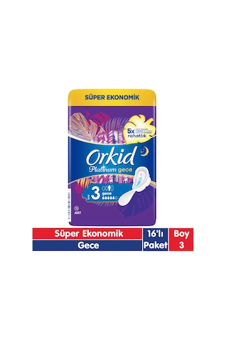 Orkid Platinum Süper Ekonomik Hijyenik Ped Gece 16'lı