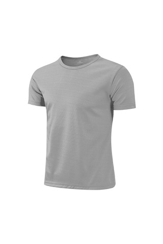Gri Spor Fitness T-shirt Erkek Yaz Örgü Serin Koşu Hafif Çabuk Kuruyan Kısa Kollu L-3xl