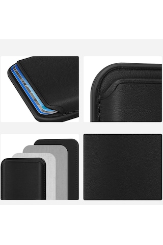 Samsung Galaxy S25 / S25 Fe / S25 Plus / S25 Ultra Uyumlu Magsafe Cüzdan Kartlık Suni Deri Kartlık Siyah