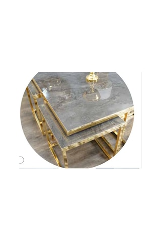 Mim Antrasit - Gold Kare 4+1 Pizza Orta Sehpa Antrasit