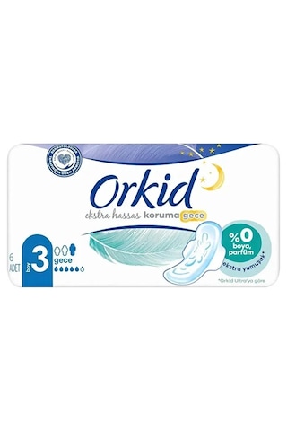Orkid Extra Hassas Koruma Gece Hijyenik Ped 3 x 6'lı