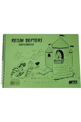 Sim 25x35 Spiralli Plastik Kapak 25 Yaprak Resim Defteri 12 Adet
