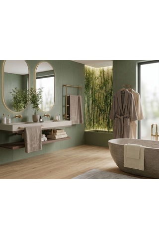 Yünteks Binnur Bamboo 8 Parça Aile Bornoz Takımı / %100 Pamuk / Aile Seti / Çeyizlik / Günlük / Modern / 1.kalite Beyaz - Kahverengi