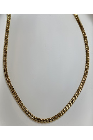 Erkek 4 Mm Çelik Zincir Kolye Gold