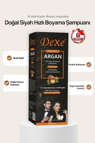 Dexe 8 Dakikada Hızlı ve Pratik Doğal Siyah Saç Boyama Şampuanı 420 ML Dexe 8 Dakikada Hızlı ve Pratik Doğal Siyah Saç Boyama Şampuanı 420 ML