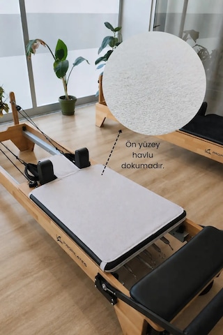 Kaymaz Silikon Tabanlı, Reformer Pilates Havlusu, Ter Emici Bambu Pilates Mat Havlu-krem Krem