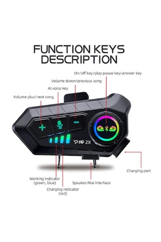 Vothoon Y10 2x Motosiklet Kask Intercom Siyah