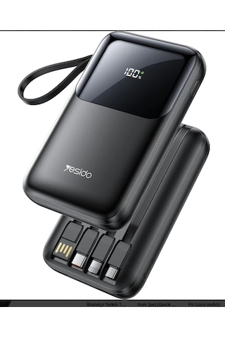Yesido Yp71 Dijital Göstergeli 10.000 Mah 6in1 22.5w Pd Hızlı Şarj Powerbank Çoklu Kablolu 1