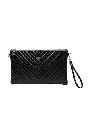 Silver Polo Crash Kırışık Siyah Kapitone V Kadın Portföy Ve Clutch El Çantası Sp1034