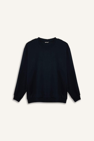 Defacto Boxy Fıt Bisiklet Yaka Pike Sweatshirt H1001ax26spnv64 Lacivert-nv64