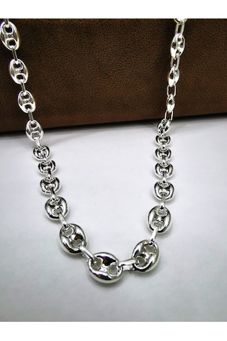 Omar Silver Unisex Gemici Arpa 8Mm Gümüş Kolye Zincir