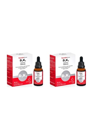 İmuneks Farma D3K2 Damla Vitamin D3, Vitamin K2 içeren Takviye Edici Gıda 30 ml x 2 Adet İmuneks Farma D3K2 Damla Vitamin D3, Vitamin K2 içeren Takviye Edici Gıda 30 ml x 2 Adet
