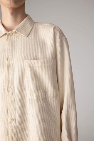DeFacto Oversize Geniş Kalıp Polo Yaka Waffle Uzun Kollu Gömlek C2841AX24SPBG734