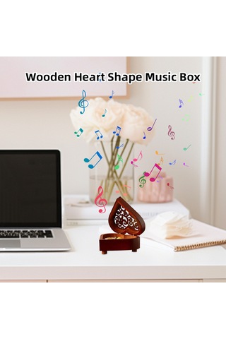 Müzik Kutusu Ahşap Kalp Şeklinde Müzik Kutusu Yaratıcı Süslemeler Tatil Hediyeleri Erkekler Kadınlar Arkadaşlar Ahşap Oyma Mekanizma Müzik Kutusu