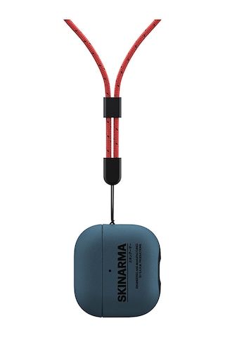 Apple Uyumlu AirPods 4 Kılıf Skinarma Pu Deri Tasarımlı Spunk Kulaklık Kılıfı Mavi