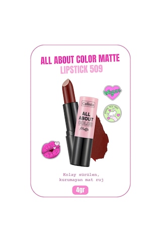 Callista All About Color Matte Lipstick Mat Görünümlü Ruj 509 Ruby Reing - Bordo