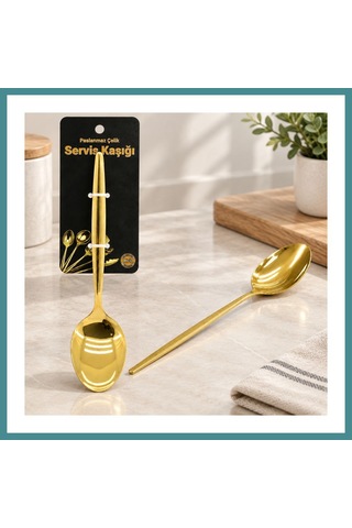 Trendexa Metal Altın Servis Kaşığı 27 Cm Mac