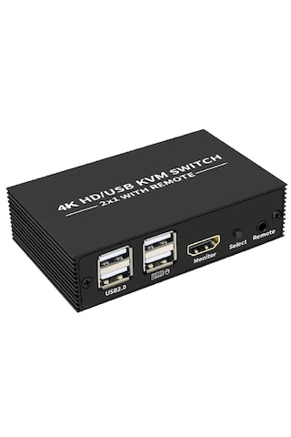 Alfais 4306 Hdmi Kvm Switch 2 Port Usb Type C 2 PC Tek Kasa Klavye ve Mouse Kontrol Çoklayıcı