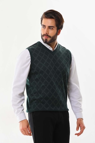 Pelikan Erkek V Yaka Desenli Süveter 9614 Yeşil
