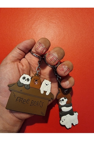 Kafadan Ayılar Figürleri - Grizzly - Panda - Ice 2 Li Çanta Akesuarı Anahtarlık Seti - Model 2