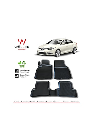 Renault Fluence Paspas 2009 - 2016 Arası 3D Havuzlu Wöller Paspas