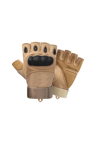 Yarım Parmak Cay223 L Beden Korumalı Taktik Eldiven Kahve