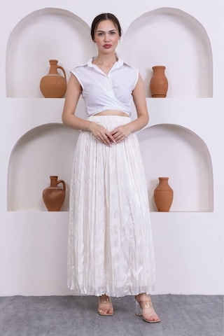 Kırışık Detaylı Etek 6034-krem Krem