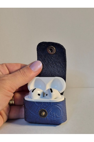 Gogo Hakiki Deri Apple Uyumlu Airpods 4.nesil Kılıf Lacivert