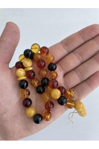 Renk Karması Doğal Kaya Damla Kehribar Tesbih 33lük 11mm 27,20 Gram