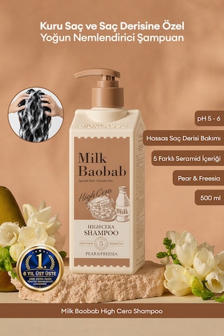 Kuru Saçlara Özel Yoğun Nemlendirici Şampuan Mılk Baobab High Cera Shampoo Pear&freesia