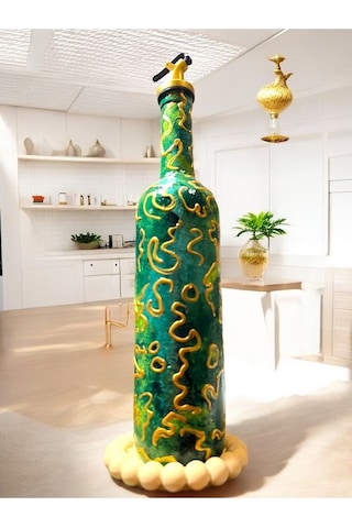 El Yapımı Altın Varaklı Yağdanlık Tasarım Sunum Standı İle Şık Mutfaklar Ve Sofralar Yeşil