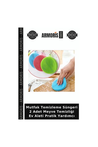 Mutfak Temizleme Süngeri 2 Adet Meyve Temizliği Ev Aleti Pratik Yardımcı Diğer