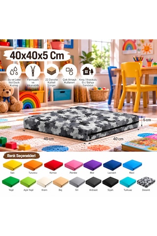 40x40x5 Cm Kare Minder - Sandalye Minderi - Kreş Anaokulu Oyun Aktivite Minderi - Bahçe Dekor Minderi Kamuflaj
