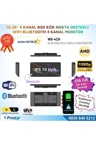 10.36 İnç Dokunmatik Monitör Kablosuz Carplay Wifi Bluetooth Fm Transmitter 256 Gb Destekli Tak Kullan