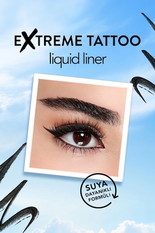 Extreme Tattoo Yüksek Pigmentli & Mat Bitişli Akmayan Likit Göz Kalemi 001 Black