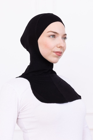 Siyah Ninja Bone Boyunluklu Likralı Sporcu Bonesi Kadın Pratik Tesettür Hijab Başörtü Siyah