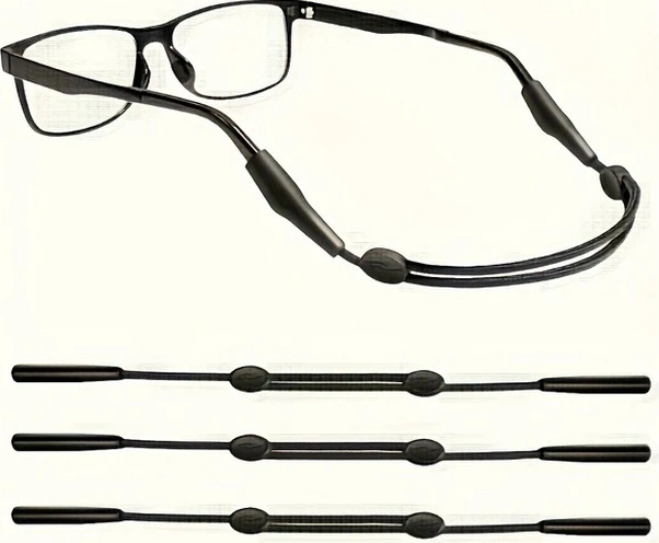 Trendooze Sunshine022 3 Bölümlü Ayarlanabilir Silikon Gözlük Tutucu Spor Kayışı 9-13.7 İnç Siyah